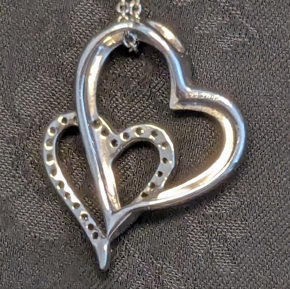 Sterling Silver Diamond Heart Pendant Necklace - Picture 4 of 13